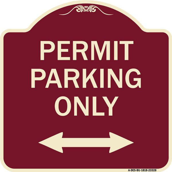 Signmission Permit Parking Bidirectional Arrow Heavy-Gauge Aluminum Architectural Sign, 18" x 18", BU-1818-23328 A-DES-BU-1818-23328 - main